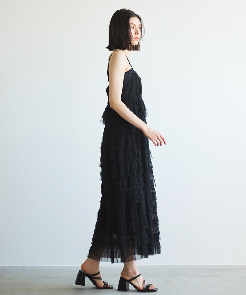 tulle pleated tiered dress