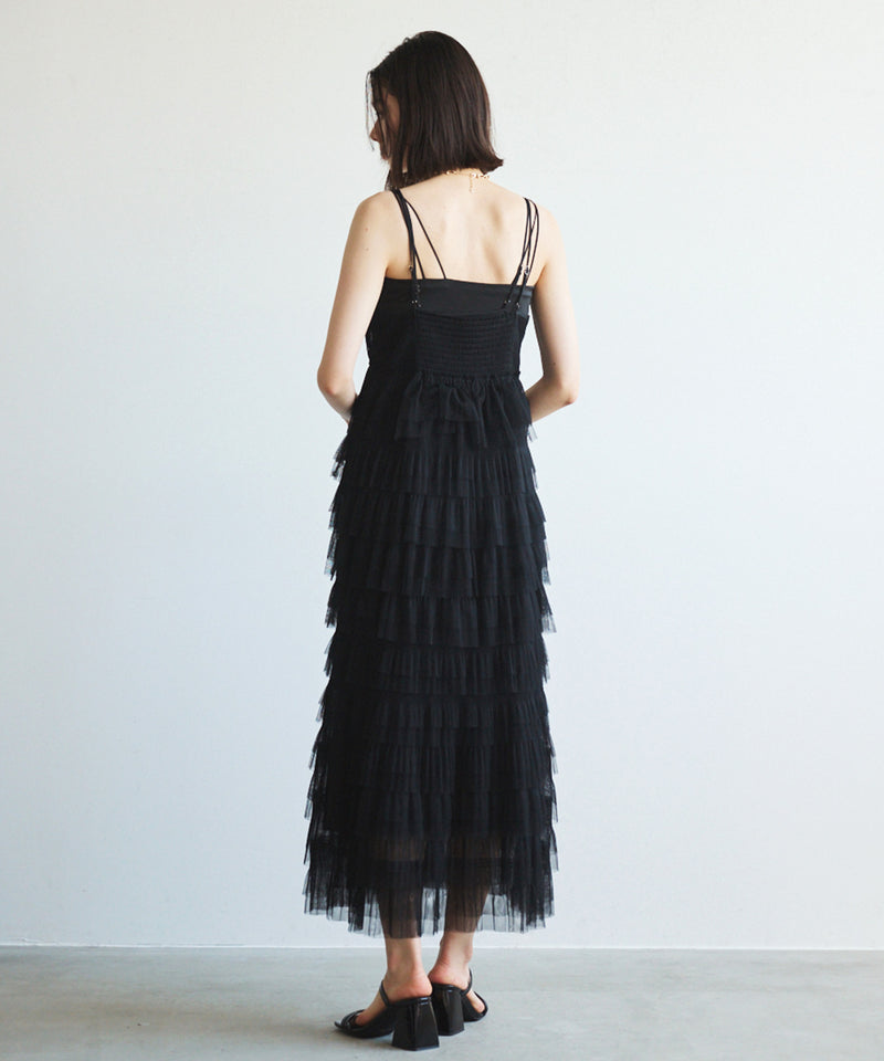 tulle pleated tiered dress