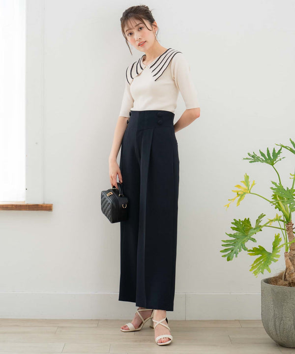side button wide pants