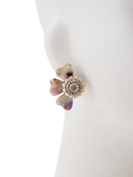 button x flower earring