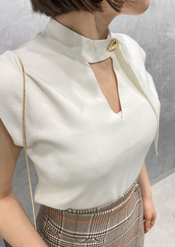 sustainable choker detail knit pullover