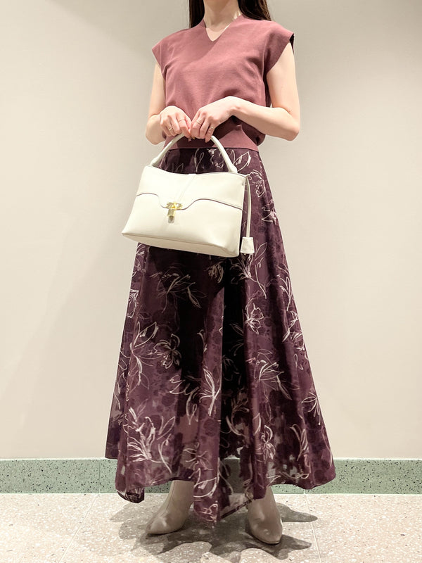 knit layered print dress