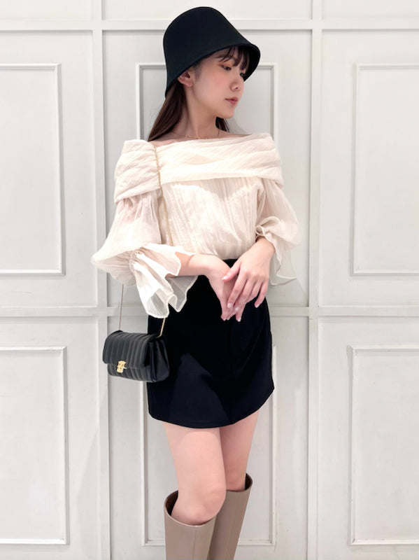 off shoulder washer sheer blouse