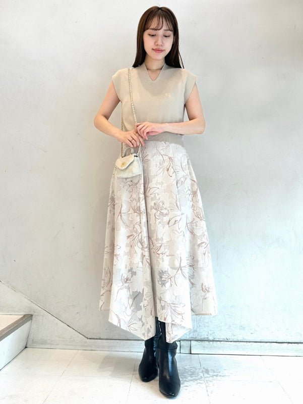 knit layered print dress