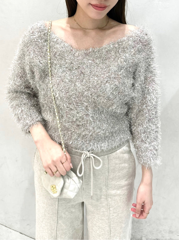 shiny knit pullover