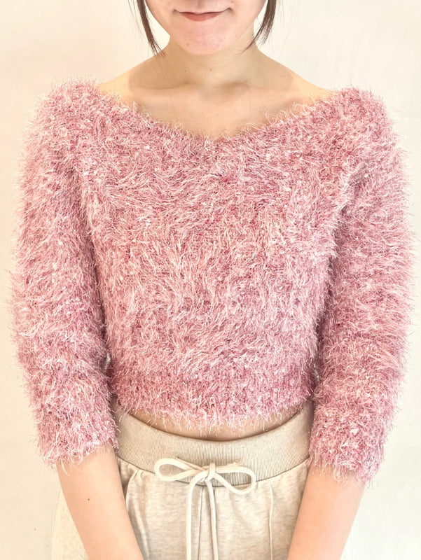 shiny knit pullover