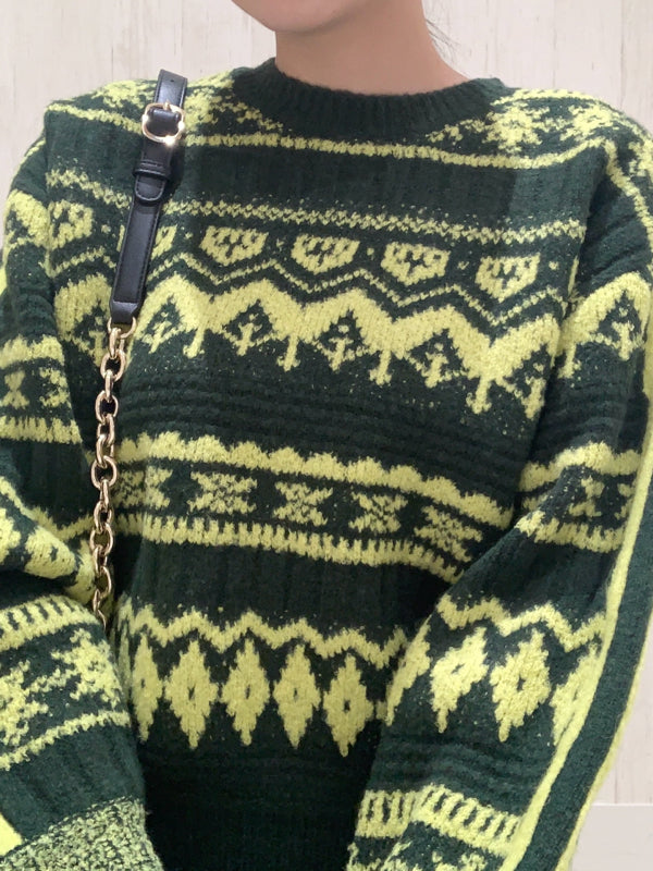 jacquard knit pullover