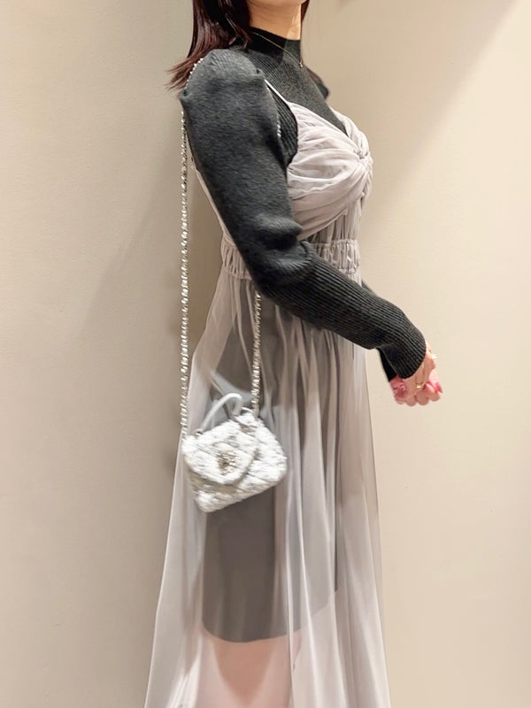 tulle cami x knit dress