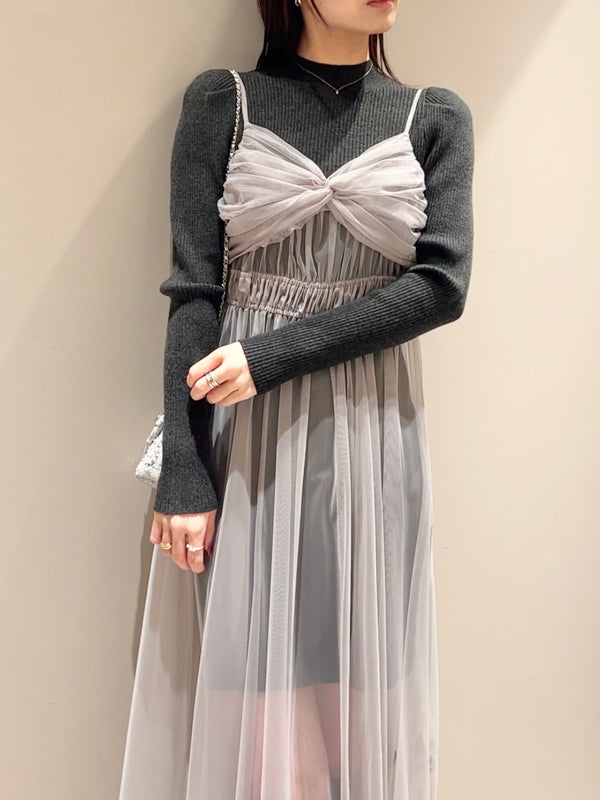 tulle cami x knit dress