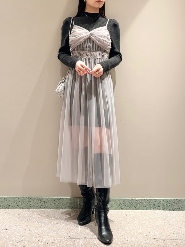 tulle cami x knit dress
