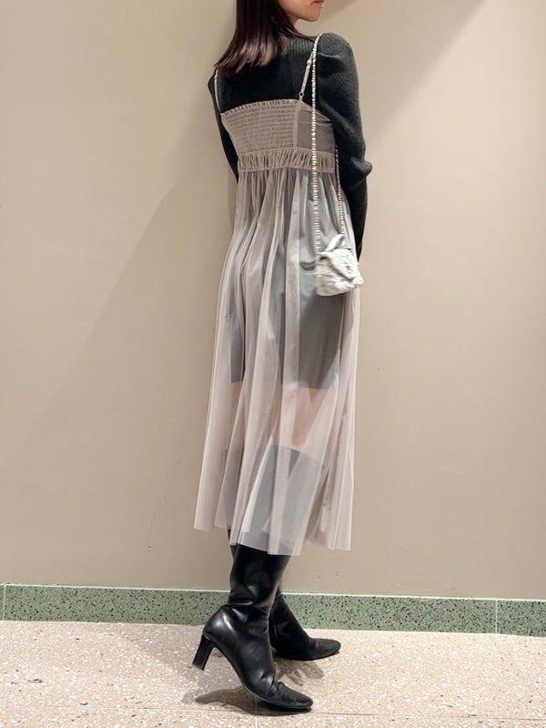 tulle cami x knit dress