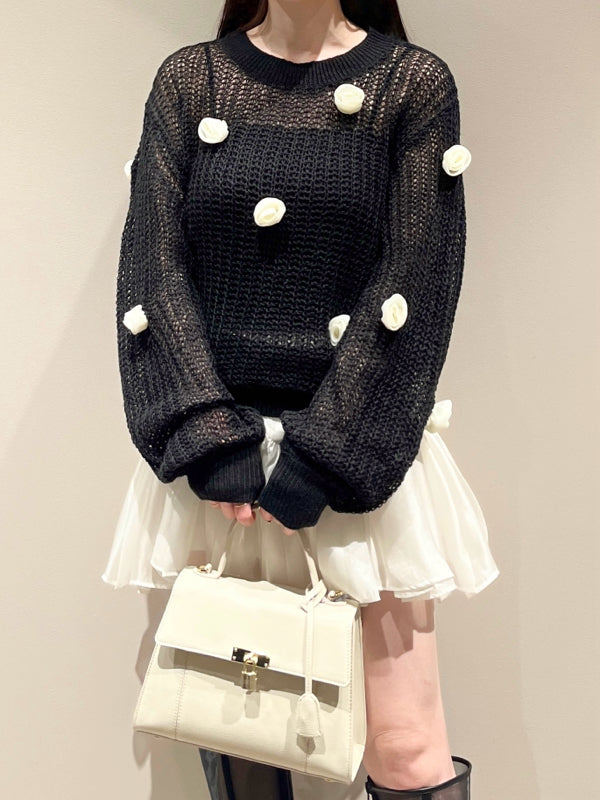 flower motif knit pullover