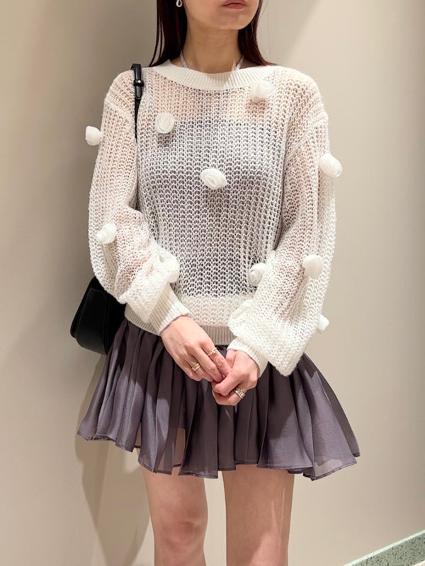 flower motif knit pullover