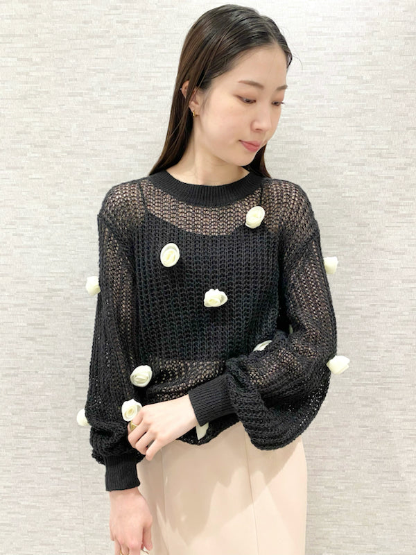 flower motif knit pullover