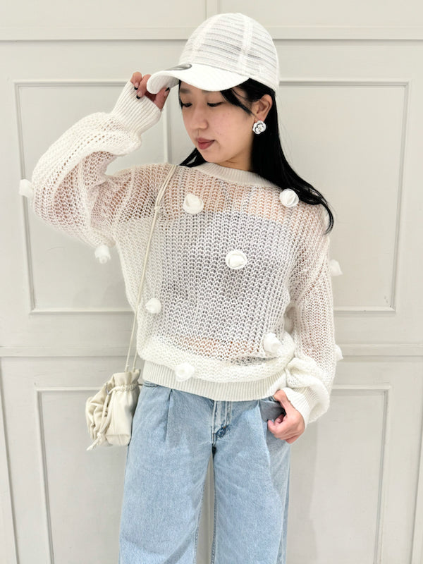 flower motif knit pullover