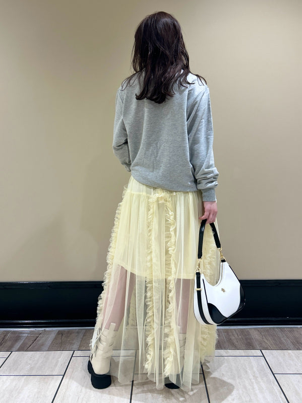 ruffle volume tulle skirt