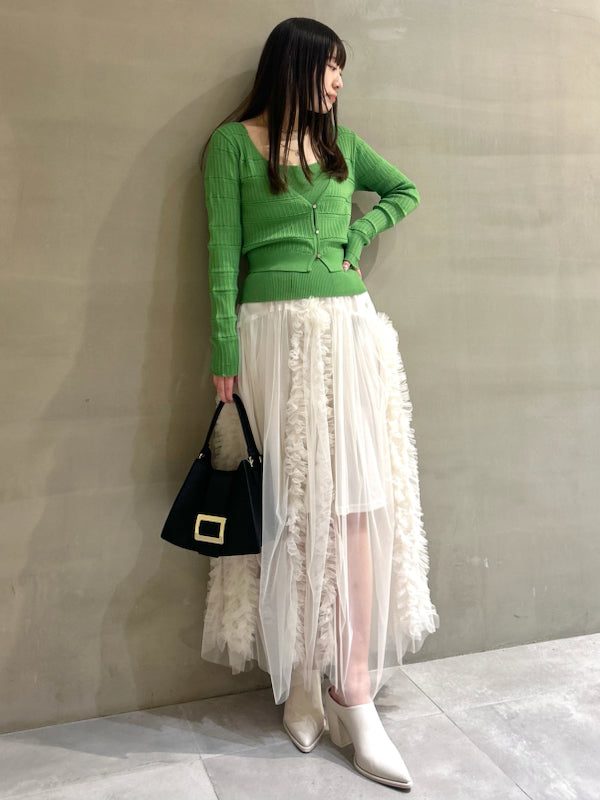 ruffle volume tulle skirt