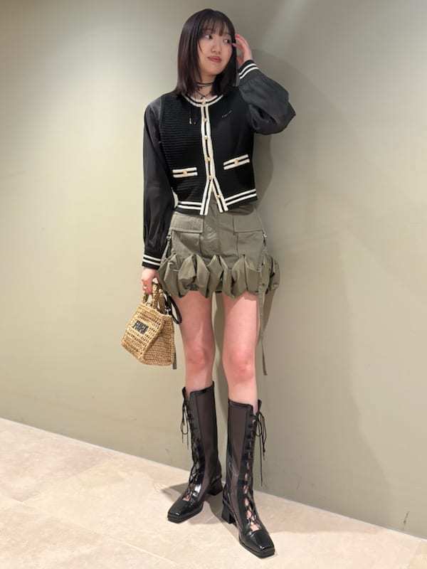 frilled cargo mini skirt