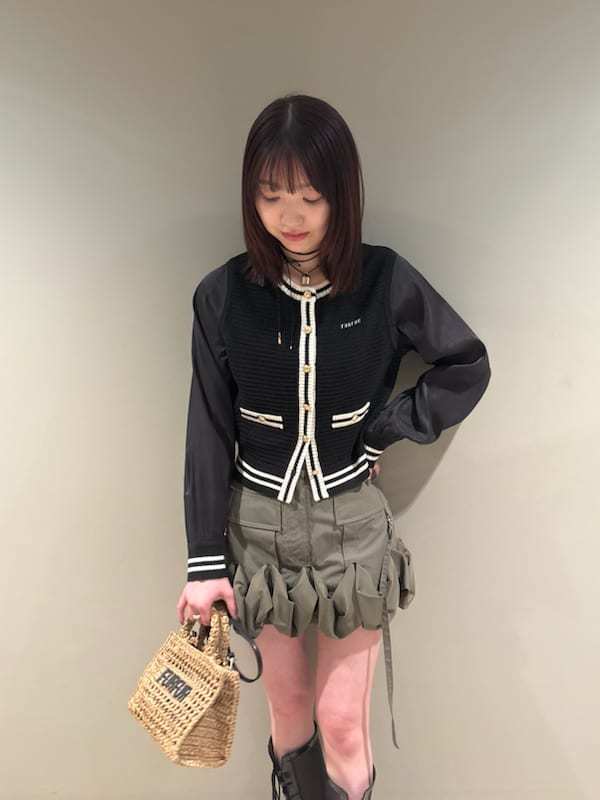 frilled cargo mini skirt