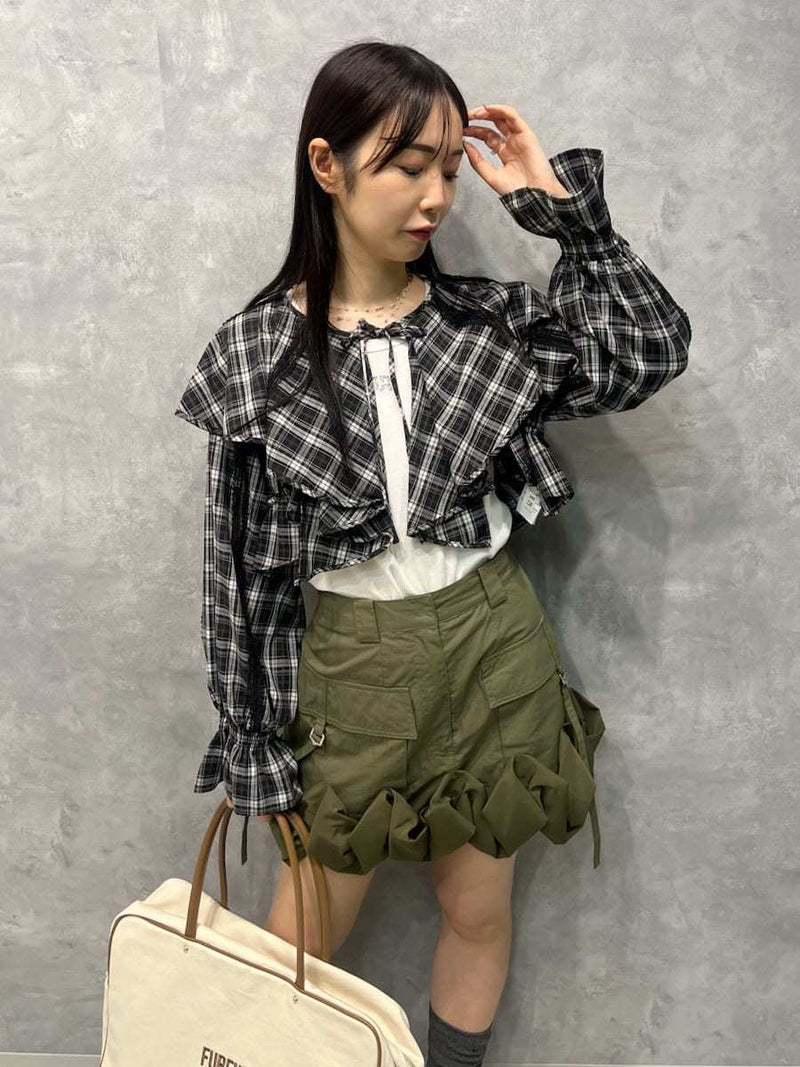 frilled cargo mini skirt