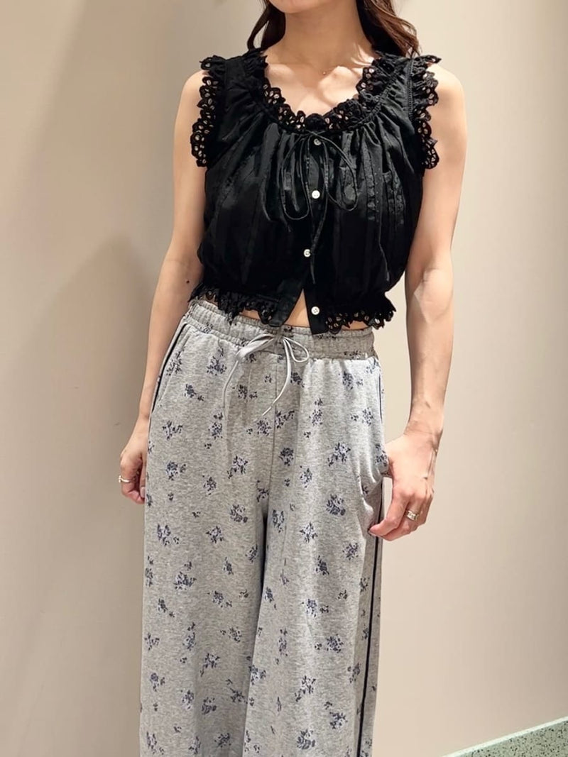 cropped cotton ruffle blouse