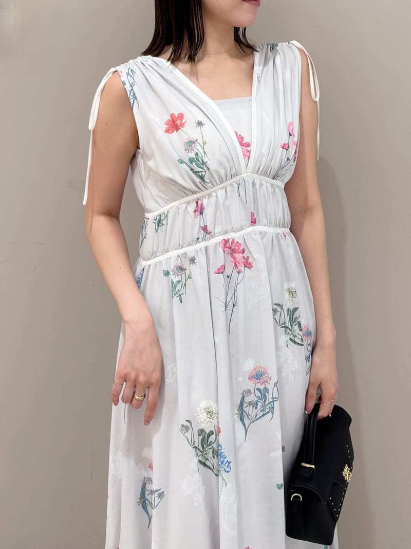 flower drawstring detail dress