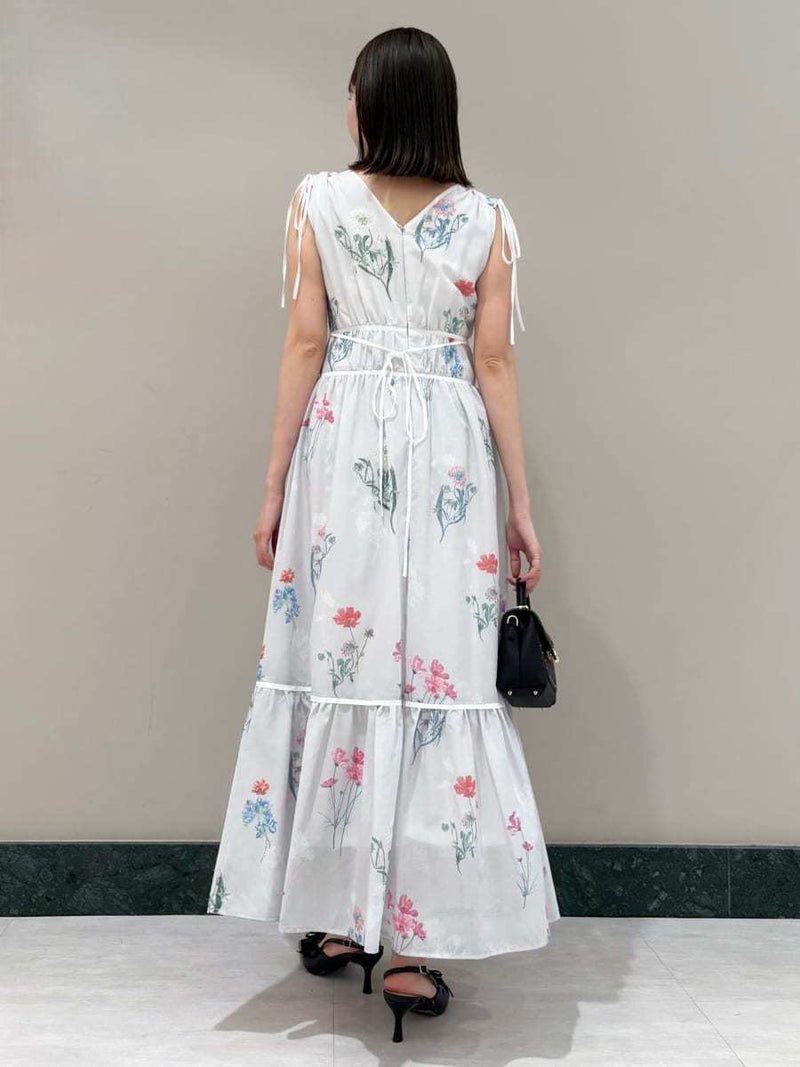 flower drawstring detail dress