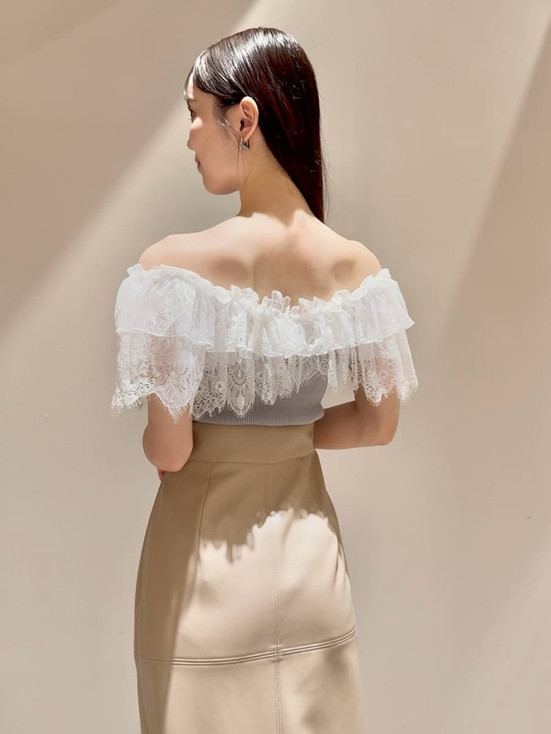 lace-docking knit pullover