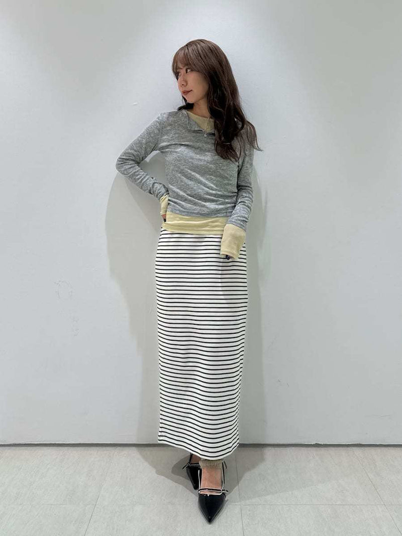 wool-blend Henley layered top