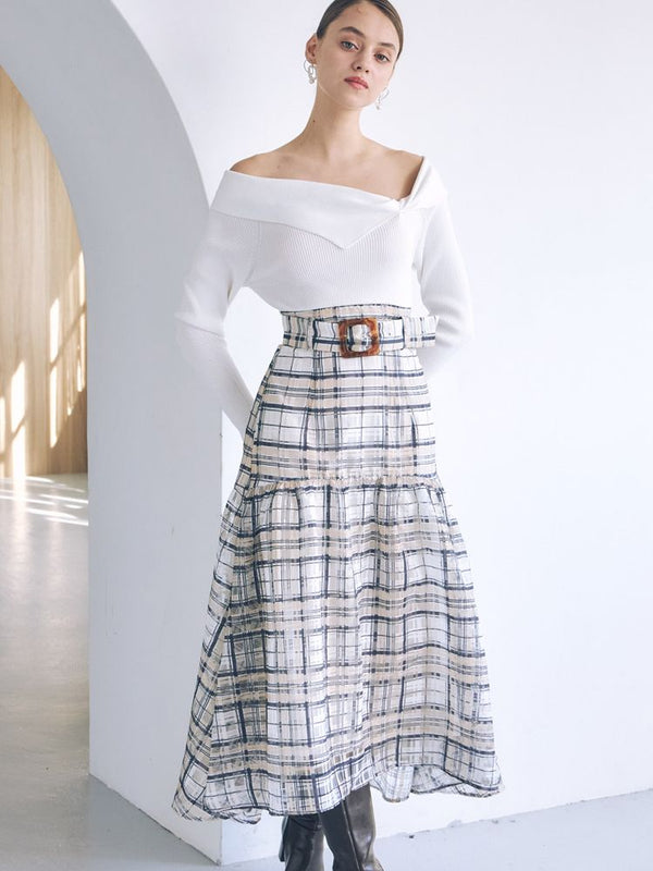color check tiered docking dress