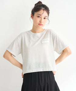 glitter fleece foam print logo t-shirt