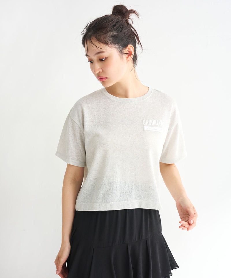 glitter fleece foam print logo t-shirt
