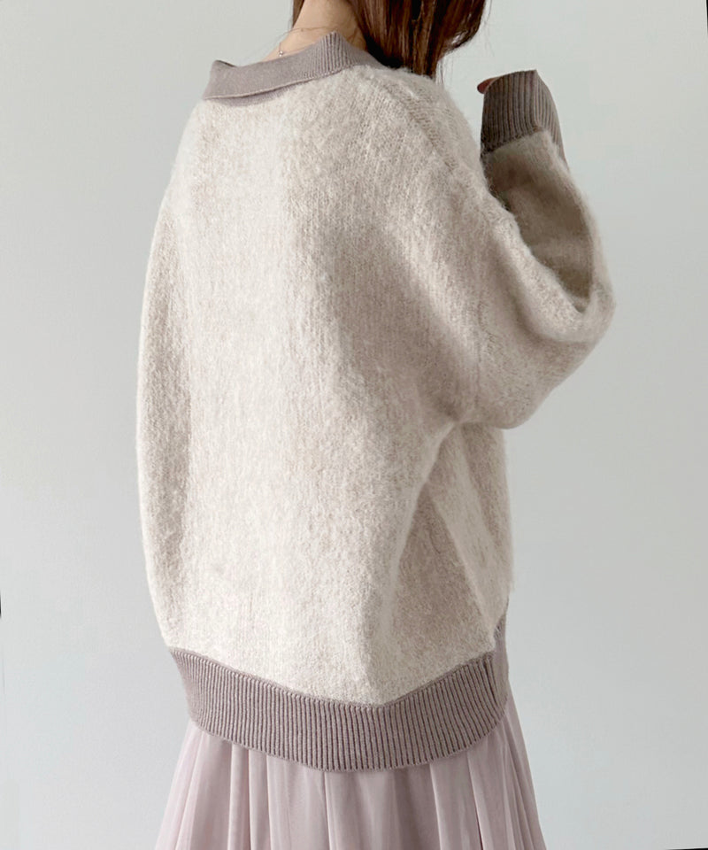 brushed skipper collar knit top