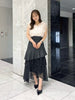 asymmetrical hem frill cutout skirt