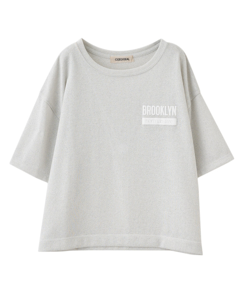 glitter fleece foam print logo t-shirt