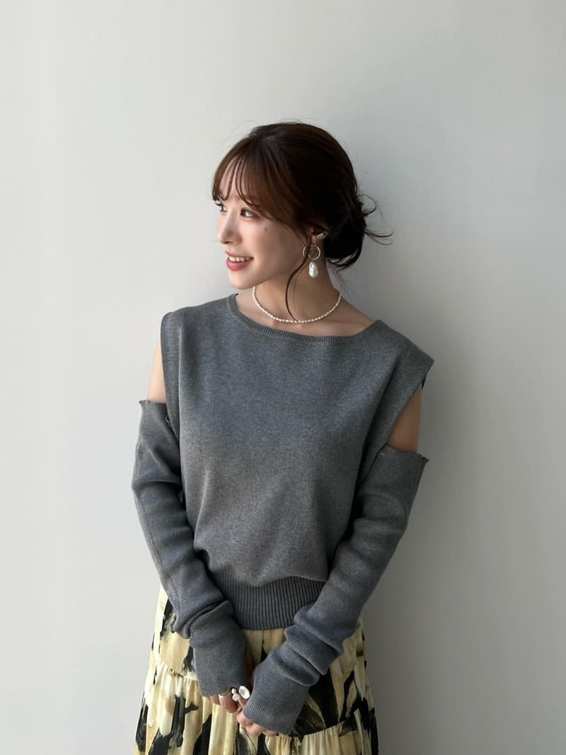 2way arm cover design knit top