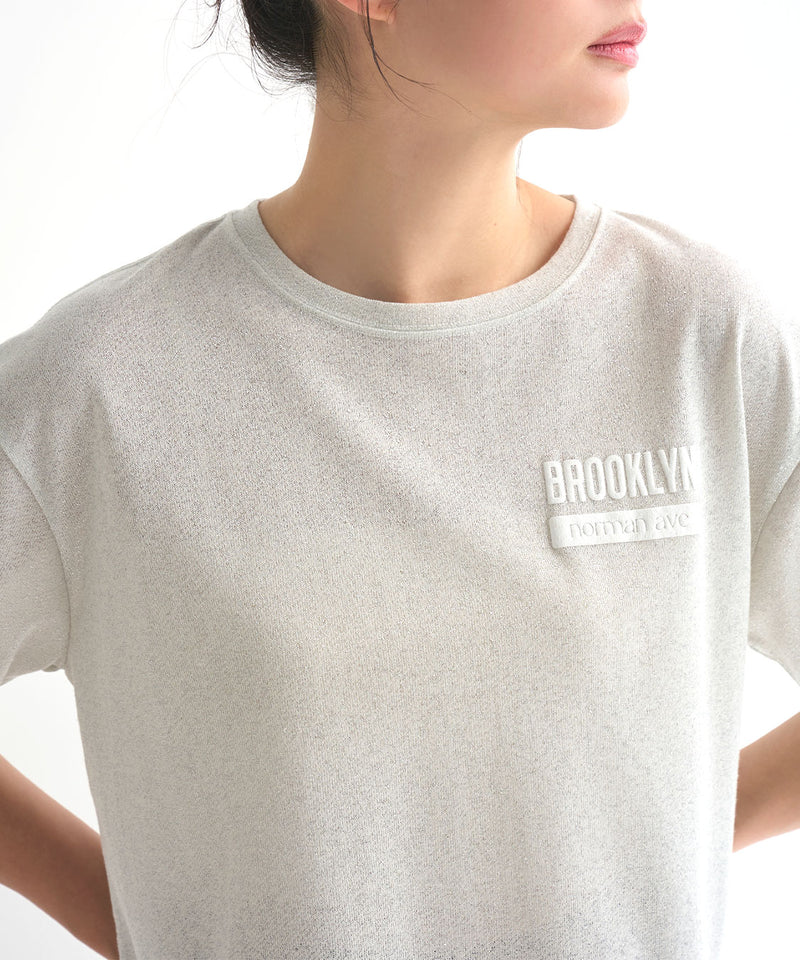 glitter fleece foam print logo t-shirt