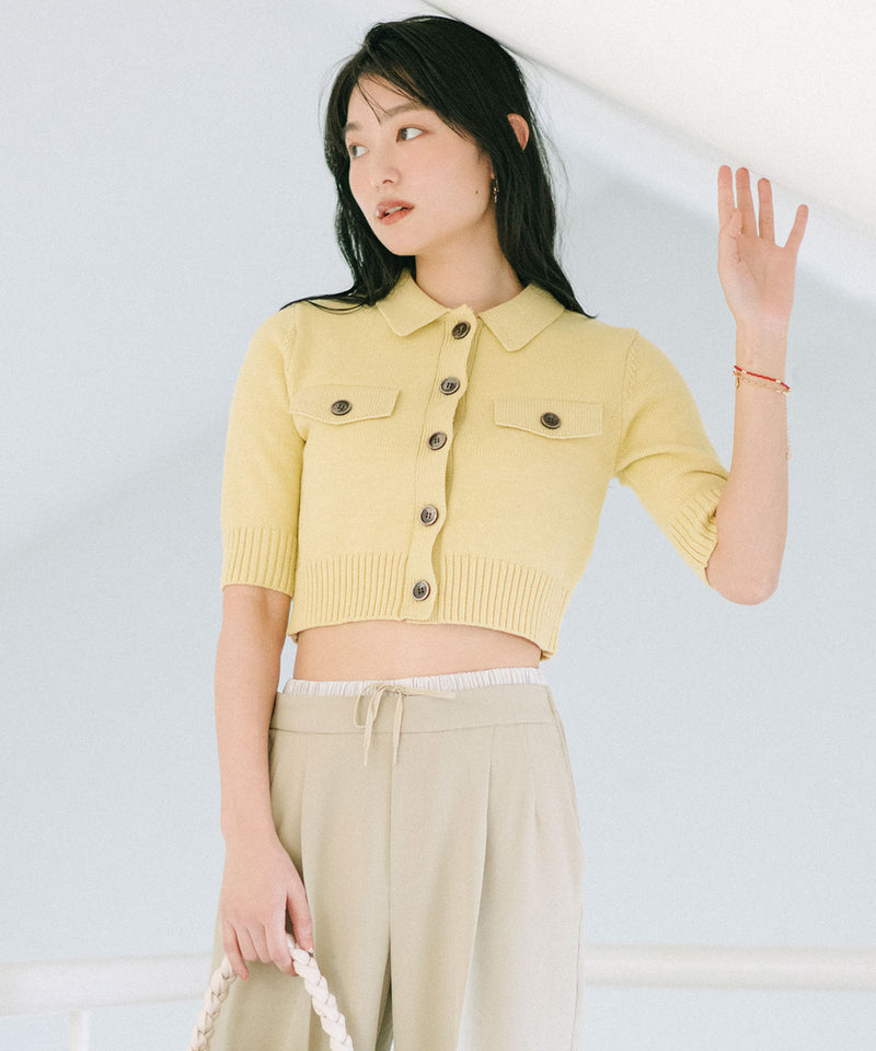 yarn half sleeve knit cardigan