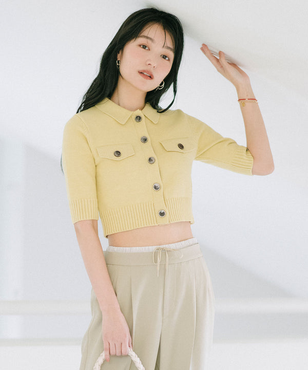 yarn half sleeve knit cardigan