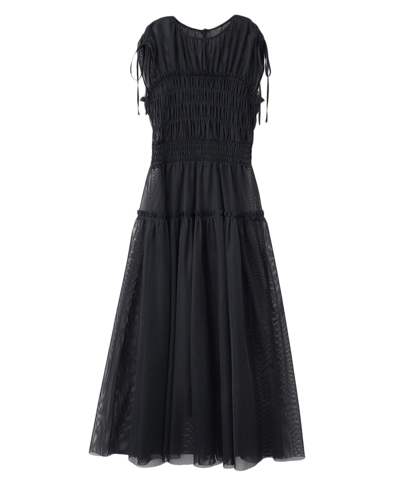mesh shirring dress