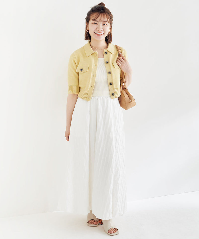 yarn half sleeve knit cardigan