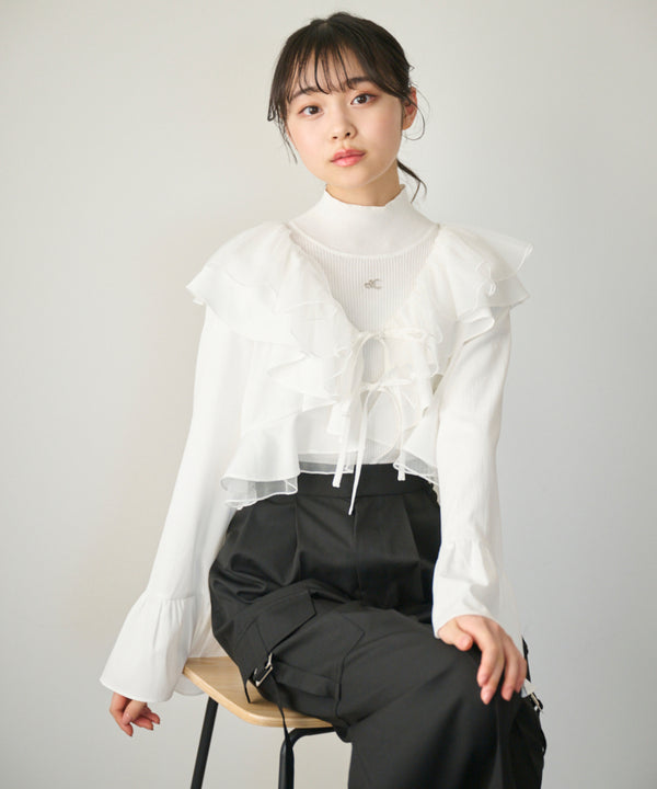 tulle ruffle blouse