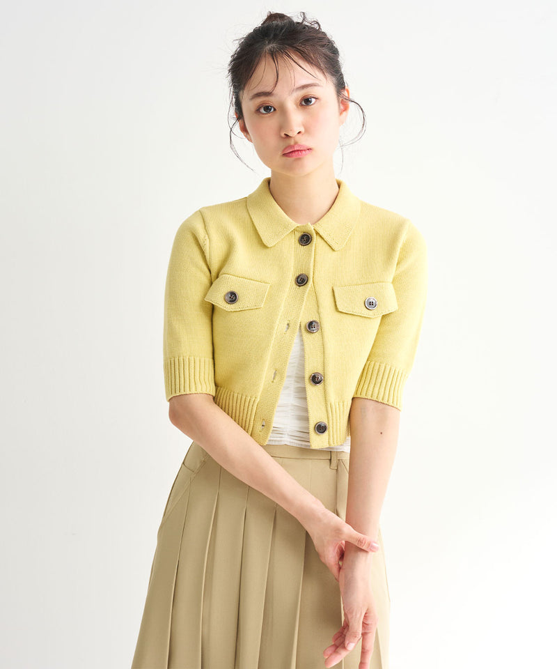 yarn half sleeve knit cardigan