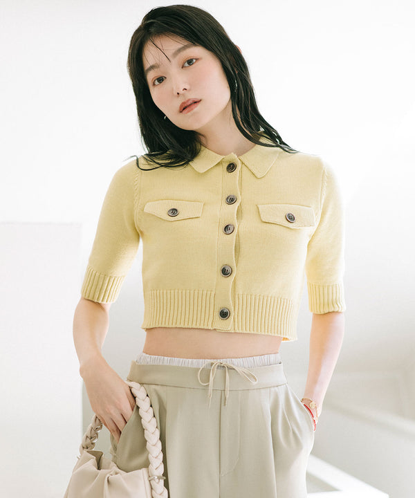 yarn half sleeve knit cardigan