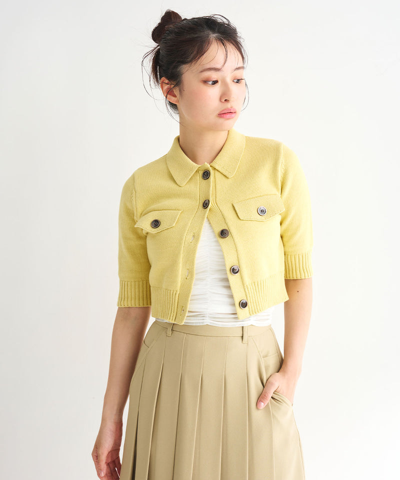 yarn half sleeve knit cardigan