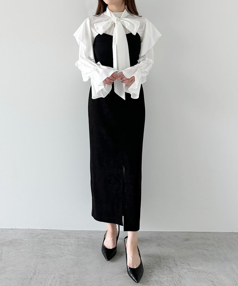 knit bustier bowtie blouse