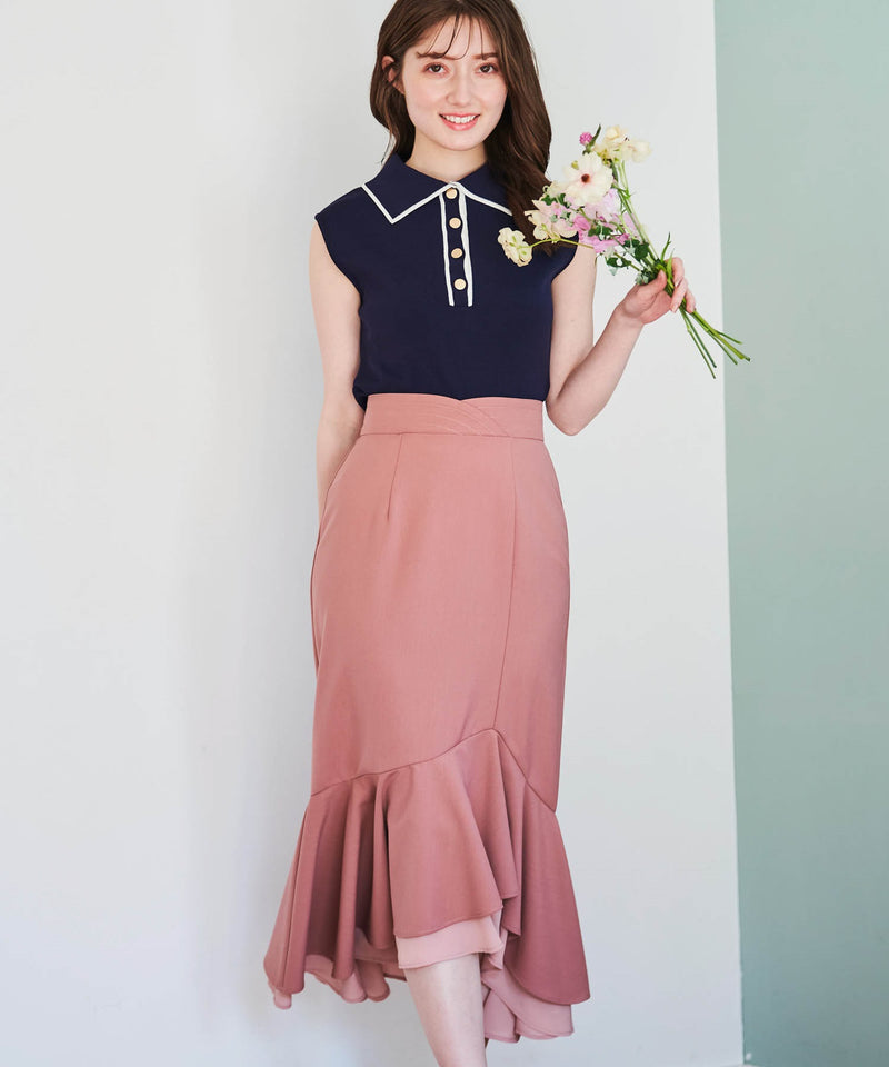 switching chiffon skirt