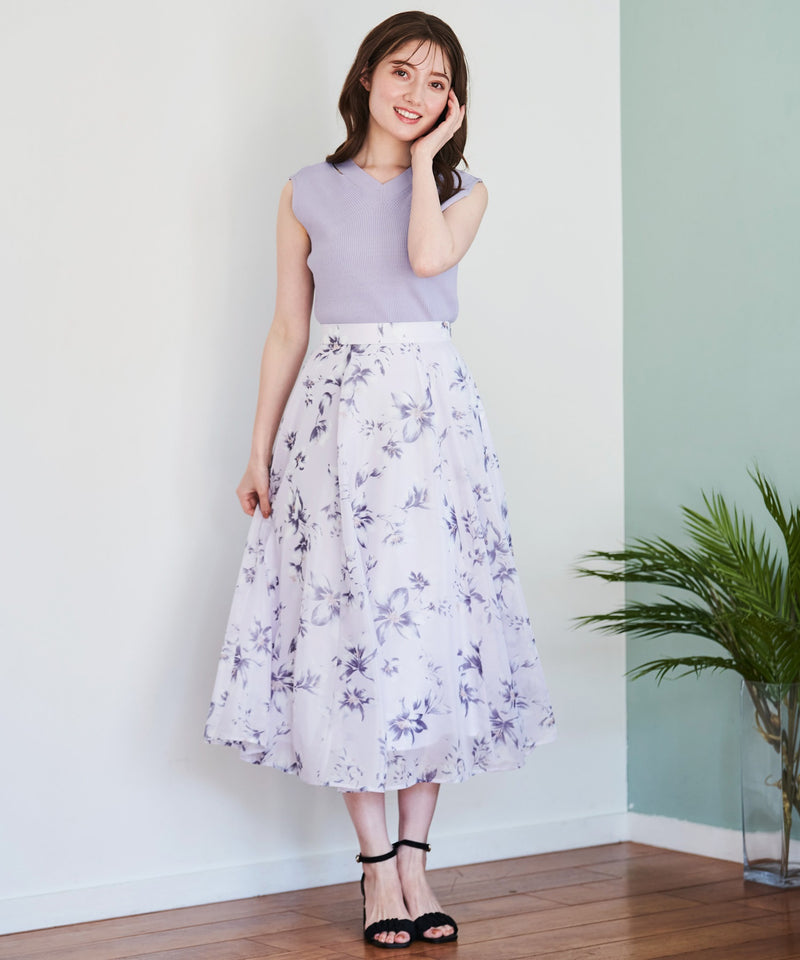 oil paint floral skirt