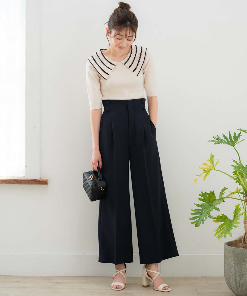 side button wide pants