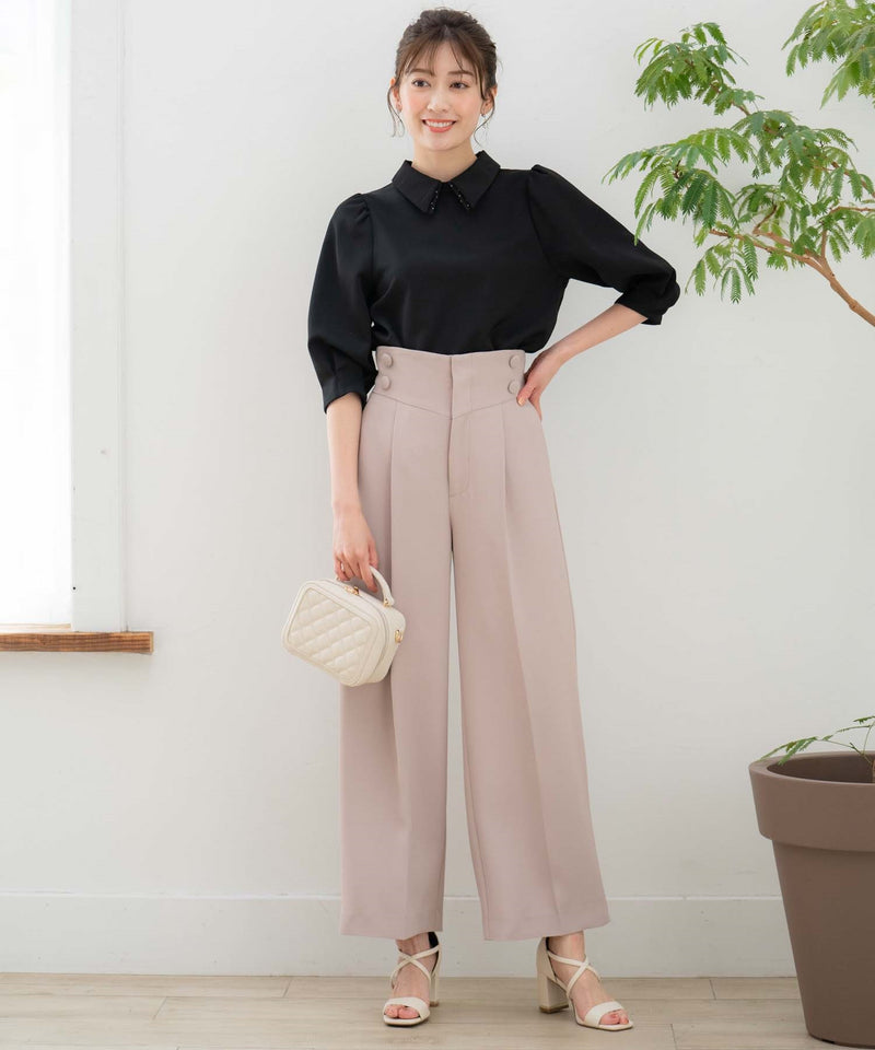 side button wide pants
